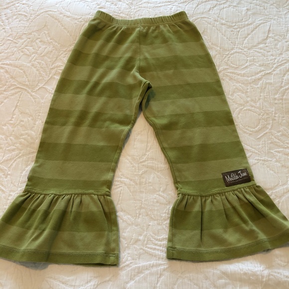 Matilda Jane Other - Matilda Jane Green Striped Ruffled Pants